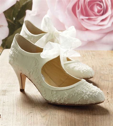 low heel ivory wedding shoes.